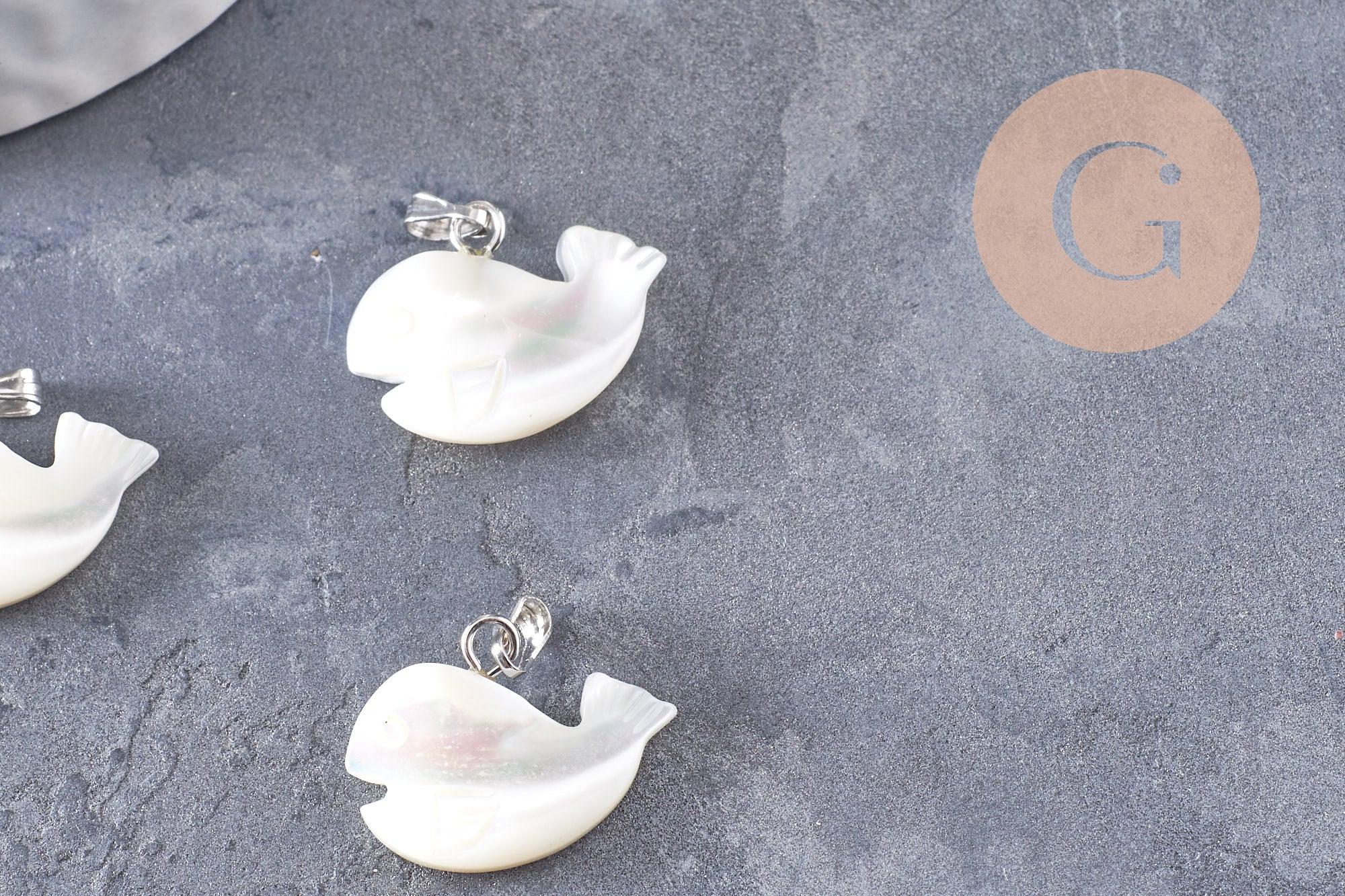 Gingerlily Pendentifs G9914 baleine nacre blanche 19,5mm pendentif x1
