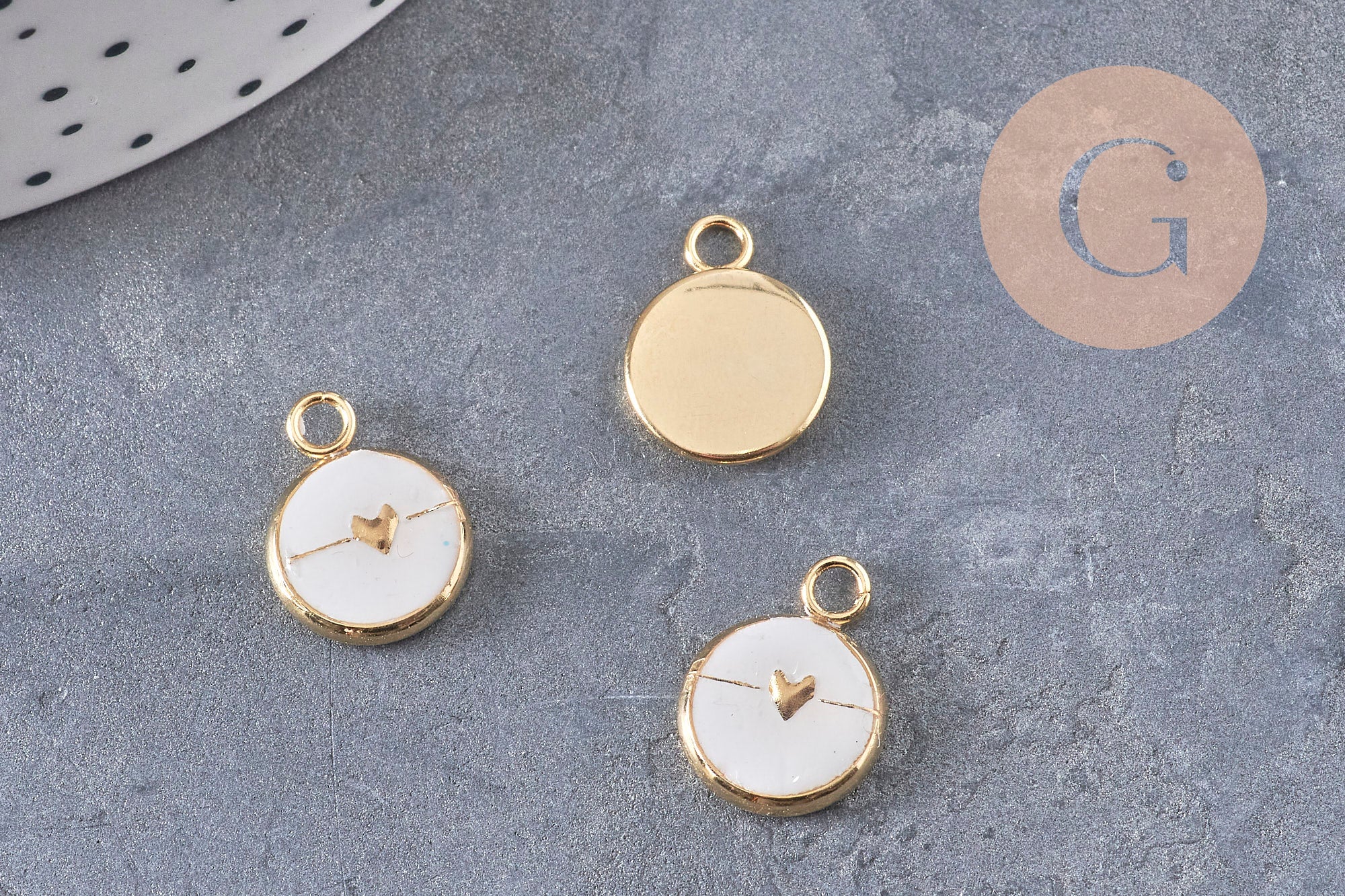 Gingerlily Pendentif cœur acier doré 8mm l'unité