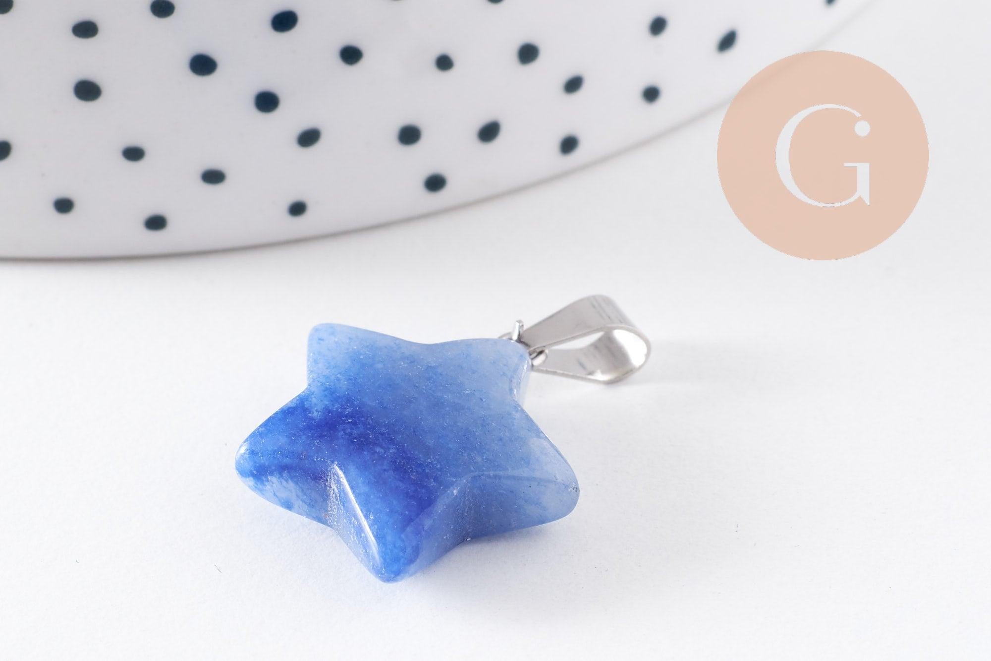 Gingerlily Pendentif étoile aventurine bleue acier 22mm x1