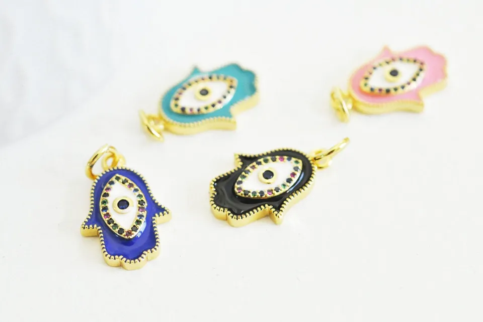 Gingerlily Pendentifs G4804 breloque main fatma laiton doré noir