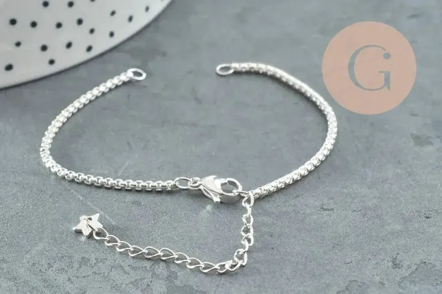 Gingerlily Perles Base bracelet vénitienne acier platine 15,5 cm x1