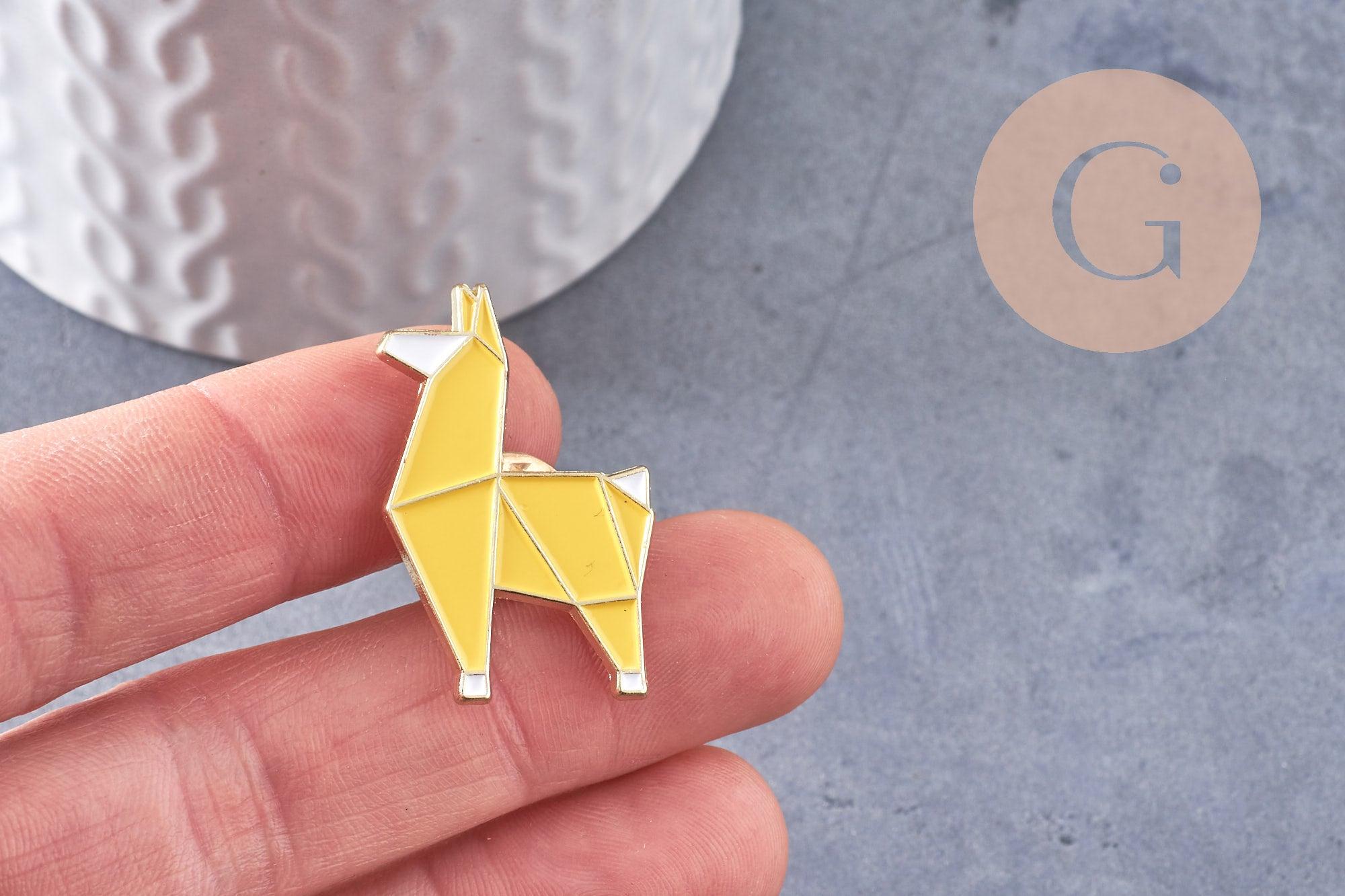 Gingerlily Broche Pins Caniche Origami Doré Jaune 32mm