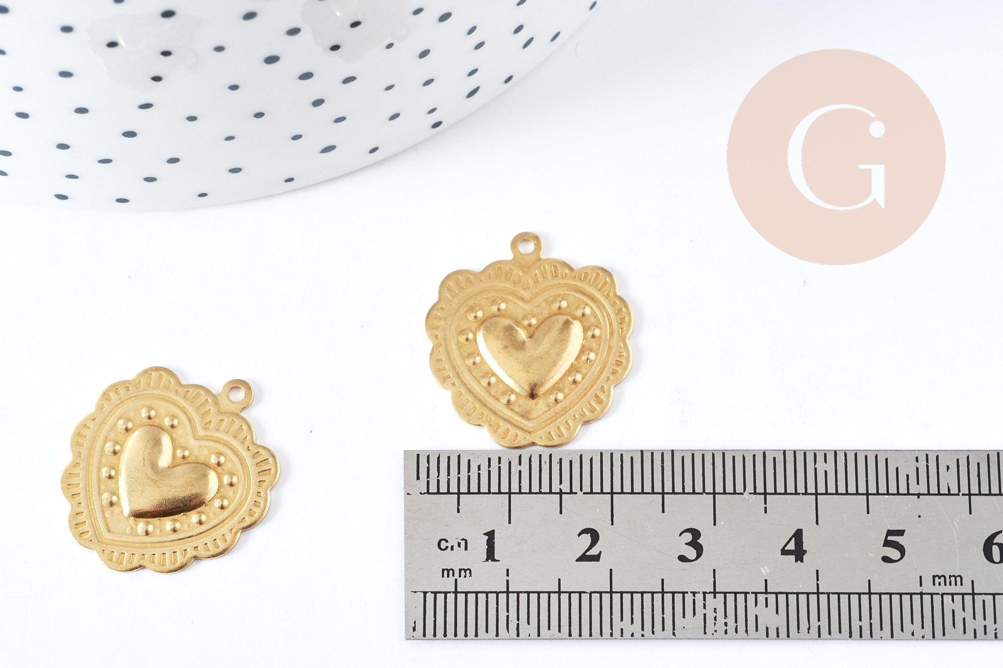 Gingerlily G8950 pendentif cœur laiton brut 22mm