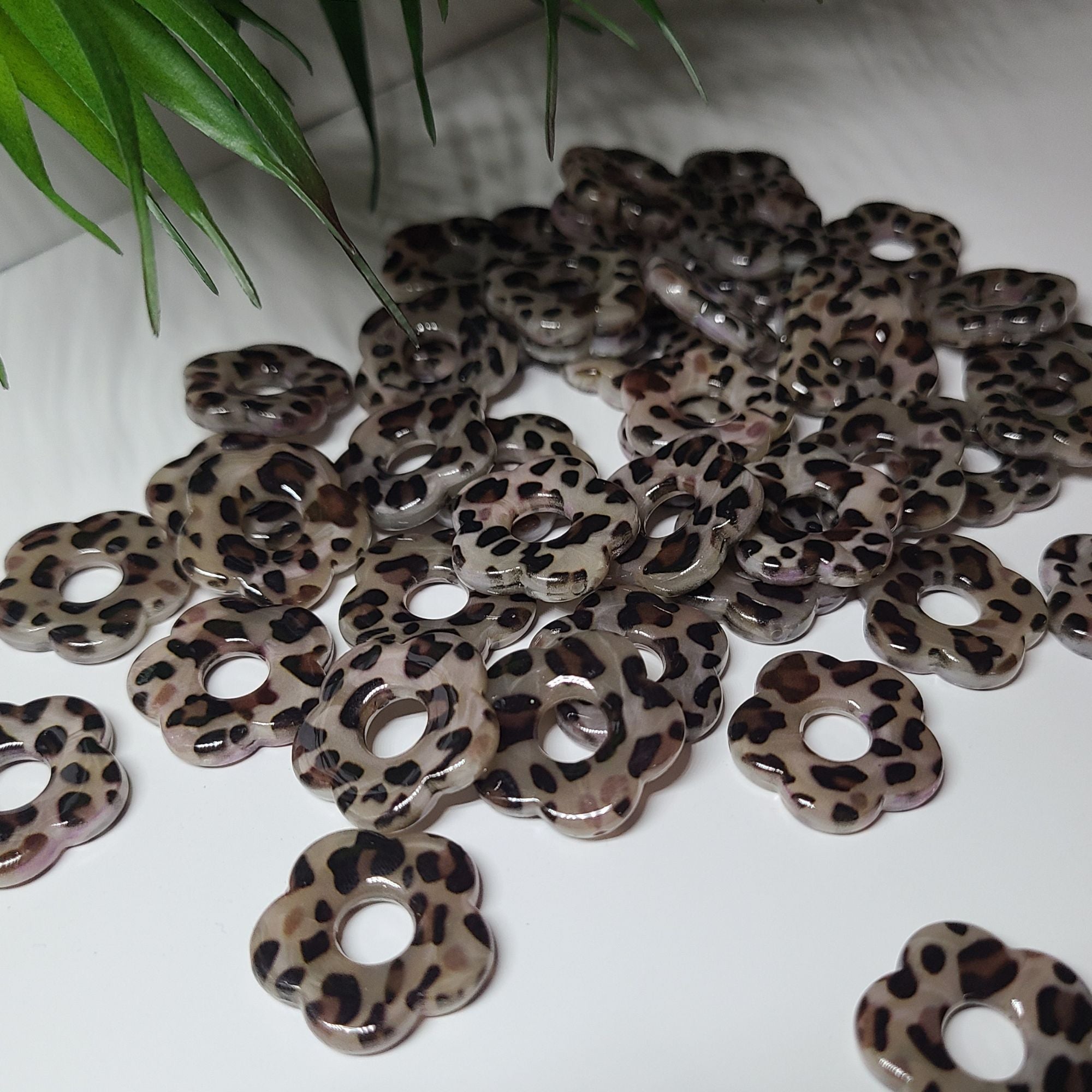 ARTSHOP Flower power fleur Capucine 4 quartz fumé léopard 27mm x1
