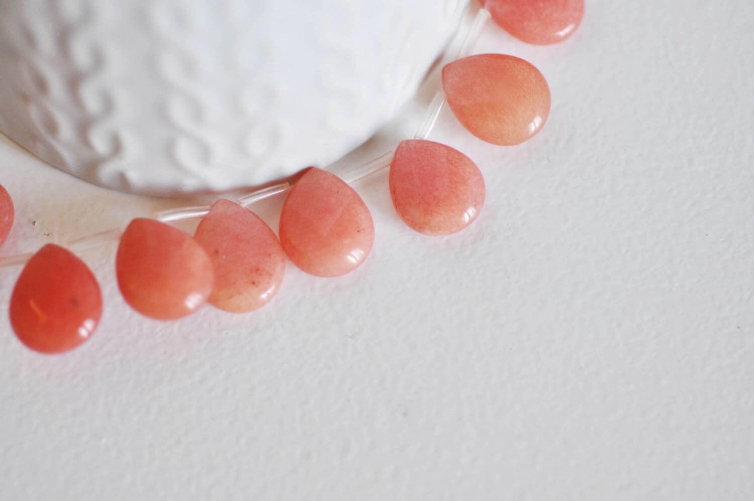 Gingerlily Perle goutte jadeite orange 15mm x5 facettée