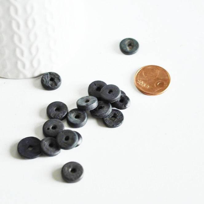 Gingerlily perles disque coco noir 12mm les 50