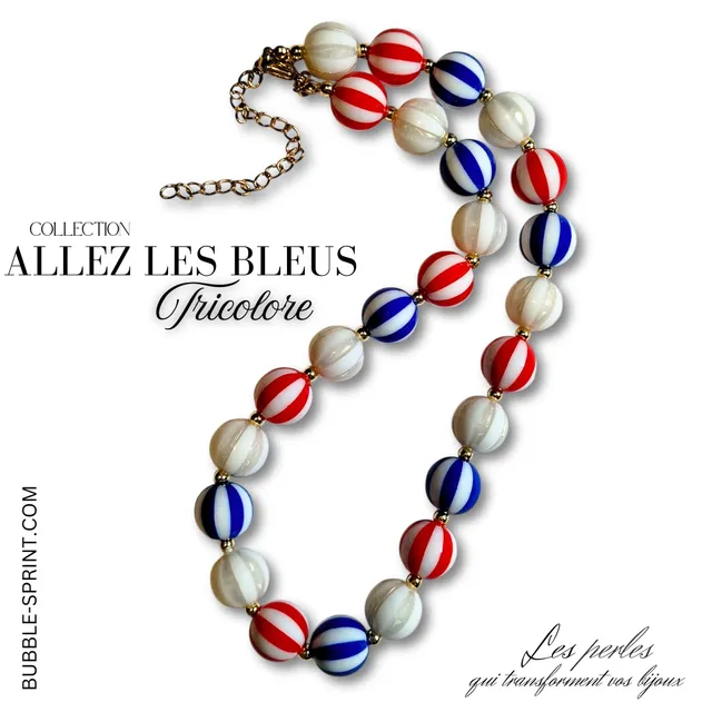 ARTSHOP Allez les Bleus collier kit tricolore 50CM