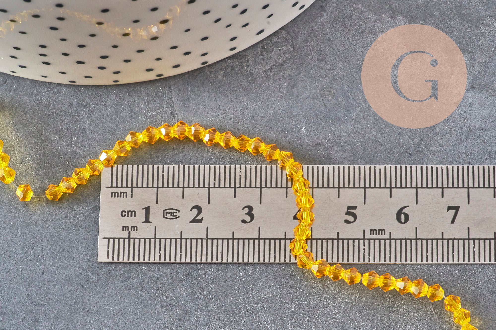 Gingerlily Perles toupies G11343 jaune 3,8mm fil 32cm