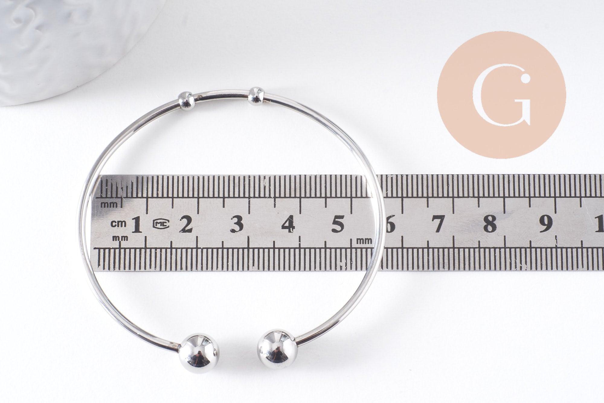 Gingerlily jonc ouvert G10314 bracelet acier platine 50-65mm