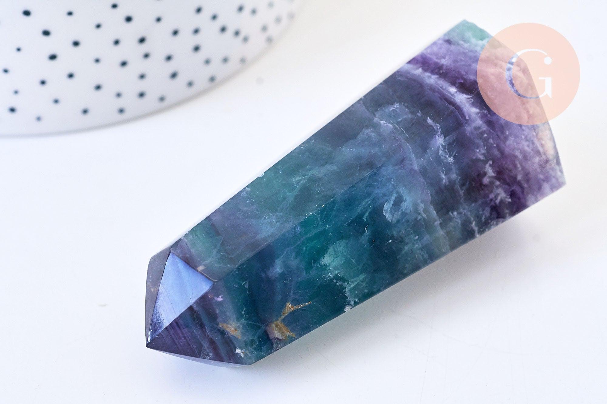 Gingerlily Pointe fluorite naturelle lithothérapie 8,6 cm