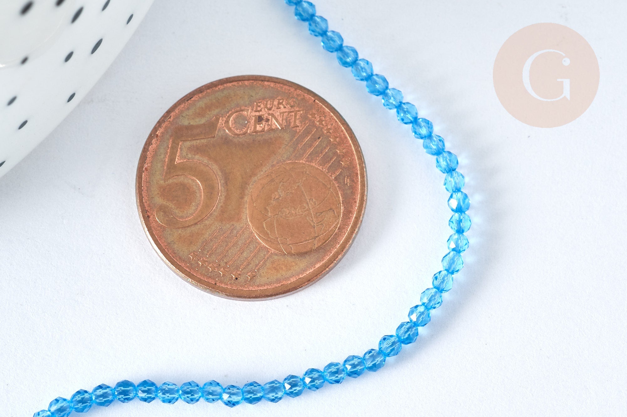 Gingerlily G7338 perle verre bleu ciel 2mm fil 37cm
