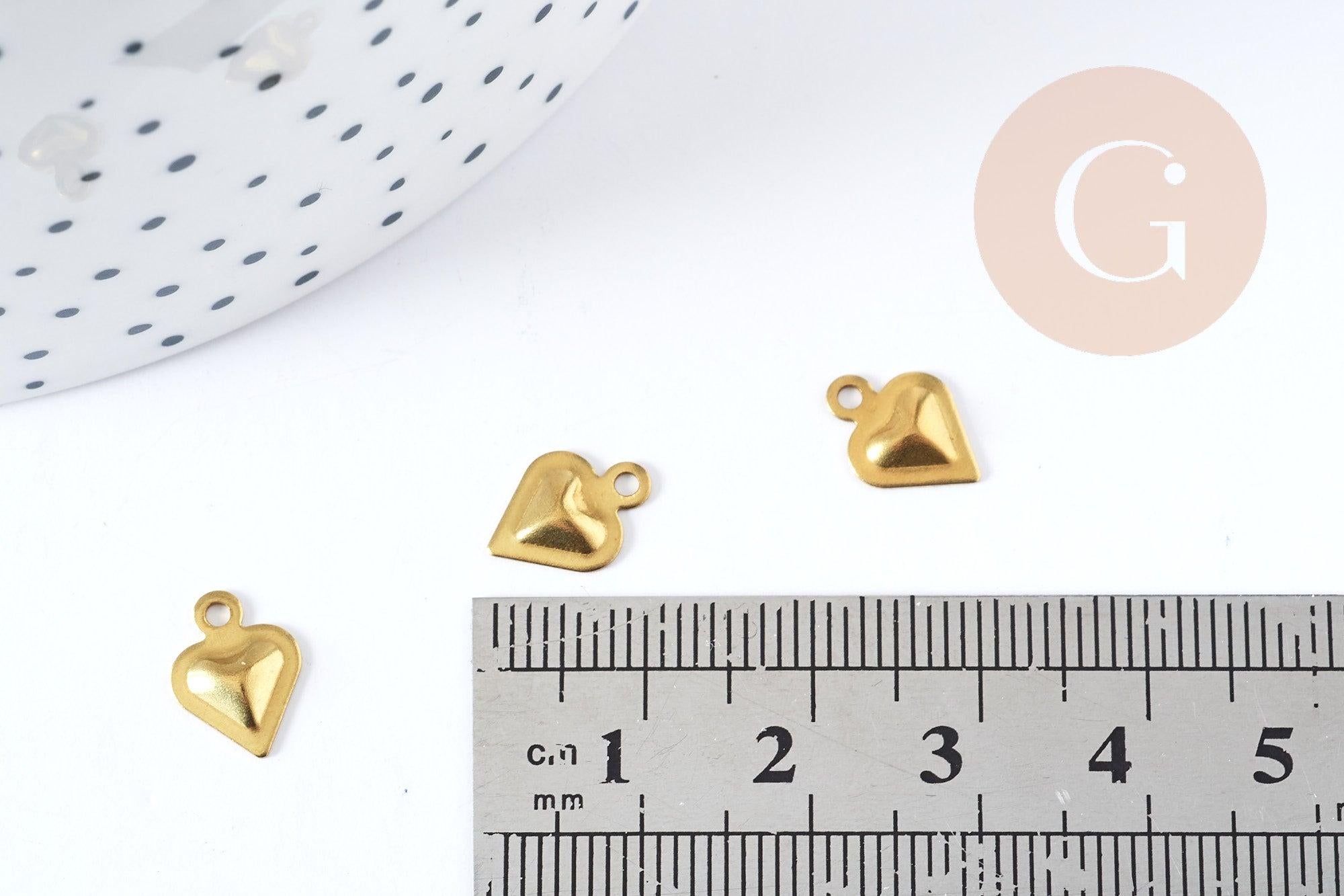 Gingerlily Pendentifs breloque cœur laiton brut 10 mm x5