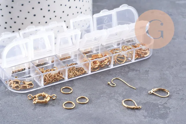 Gingerlily G10142 kit bijoux acier doré boîte 12 types