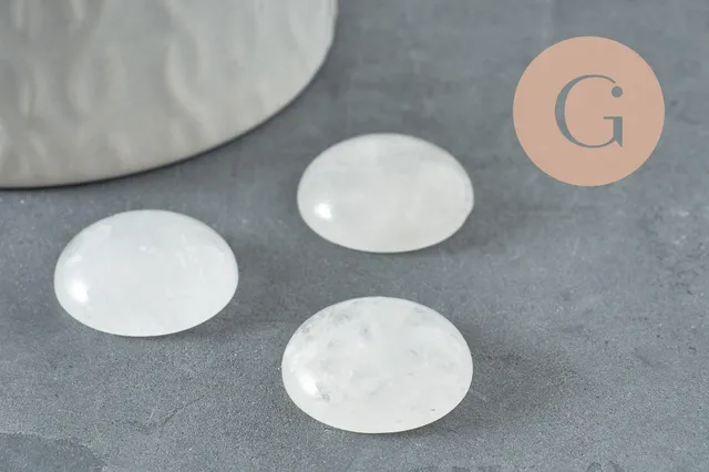 Gingerlily Cabochon Rond Cristal de Roche Naturel 20mm x1