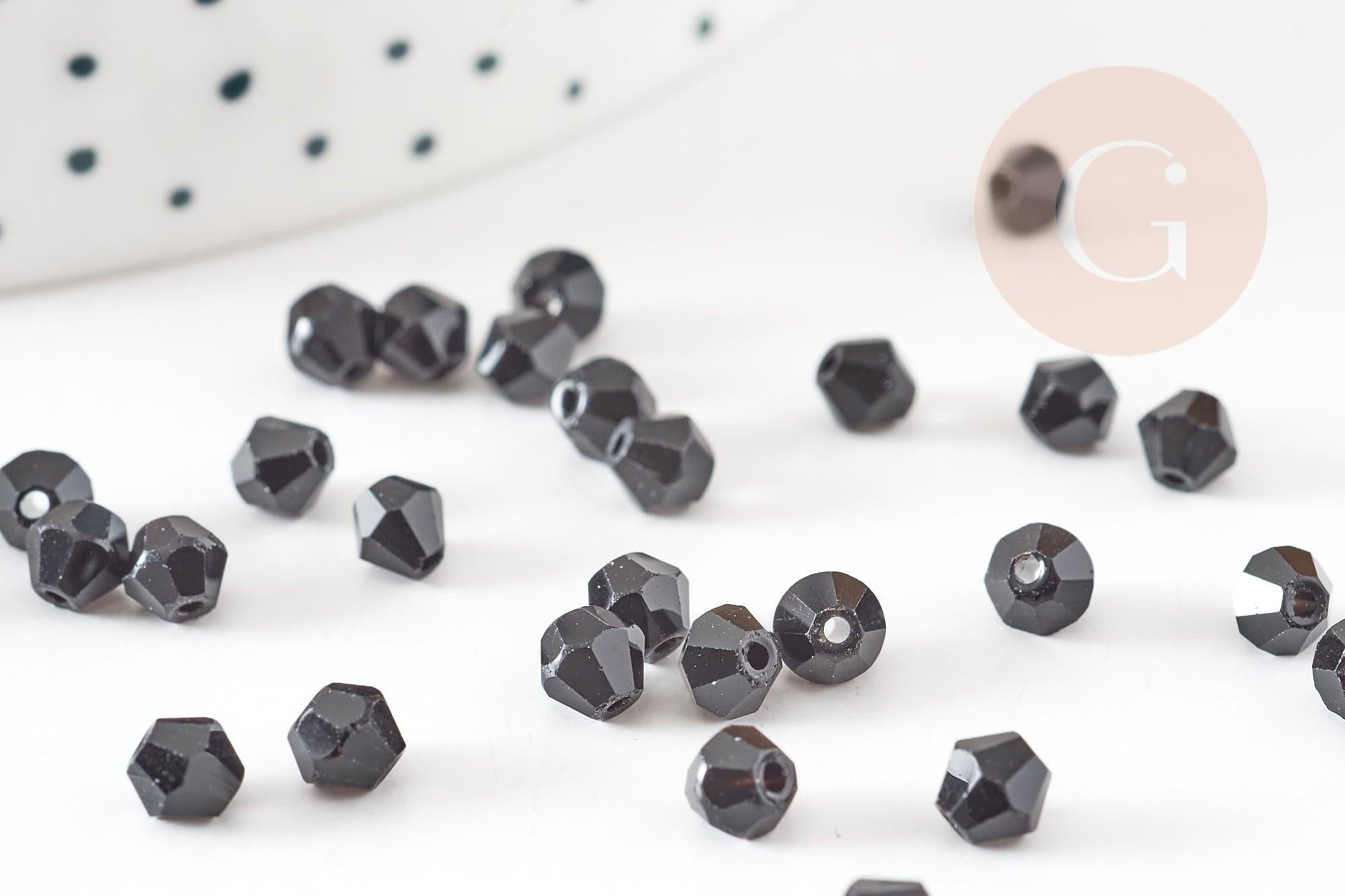 Gingerlily G9235 perles bicône verre noir 3mm 1g