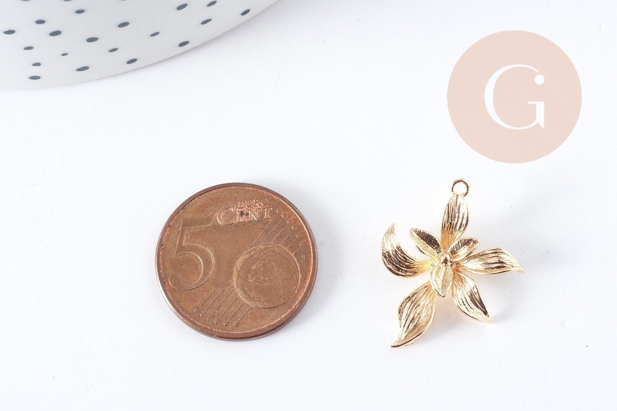 Gingerlily pendentif fleur G8965 laiton doré 18K 19,5mm x1