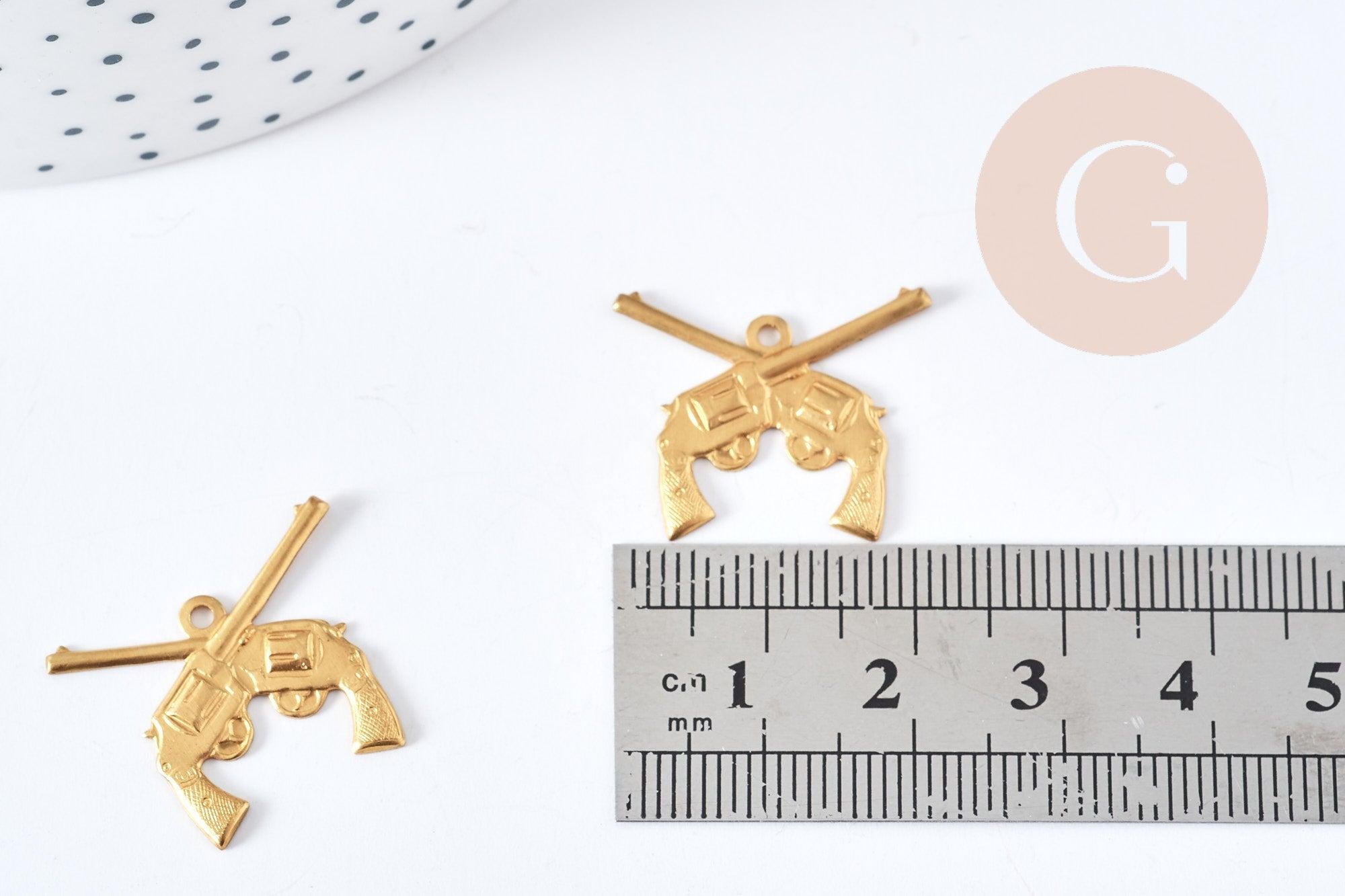 Gingerlily Pendentifs pistolets G8199 breloque laiton brut x2 cowboy