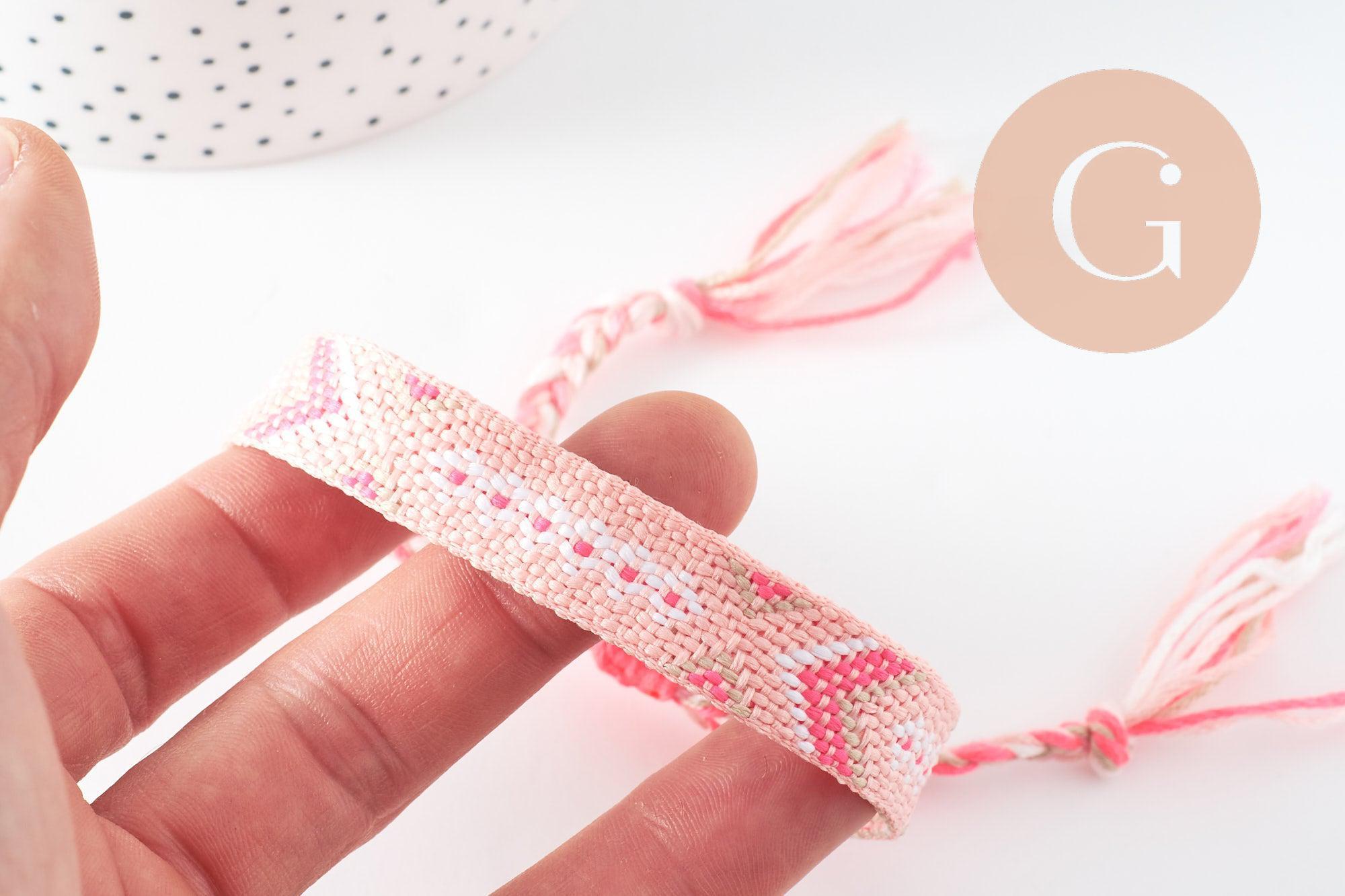 Gingerlily Bracelet brésilien tissé rose réglable