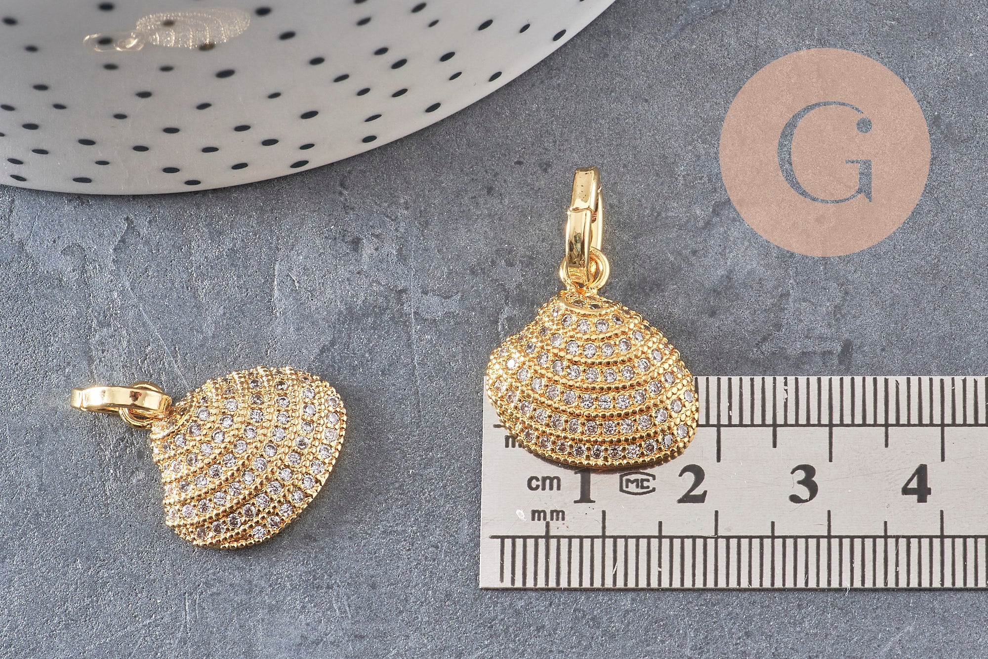 Gingerlily Pendentifs DIY pendentif coquillage G9829 laiton doré 20mm