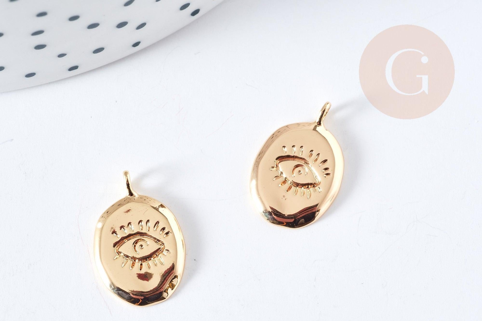 Gingerlily G8867 pendentif mauvais œil ovale 17mm x1 doré
