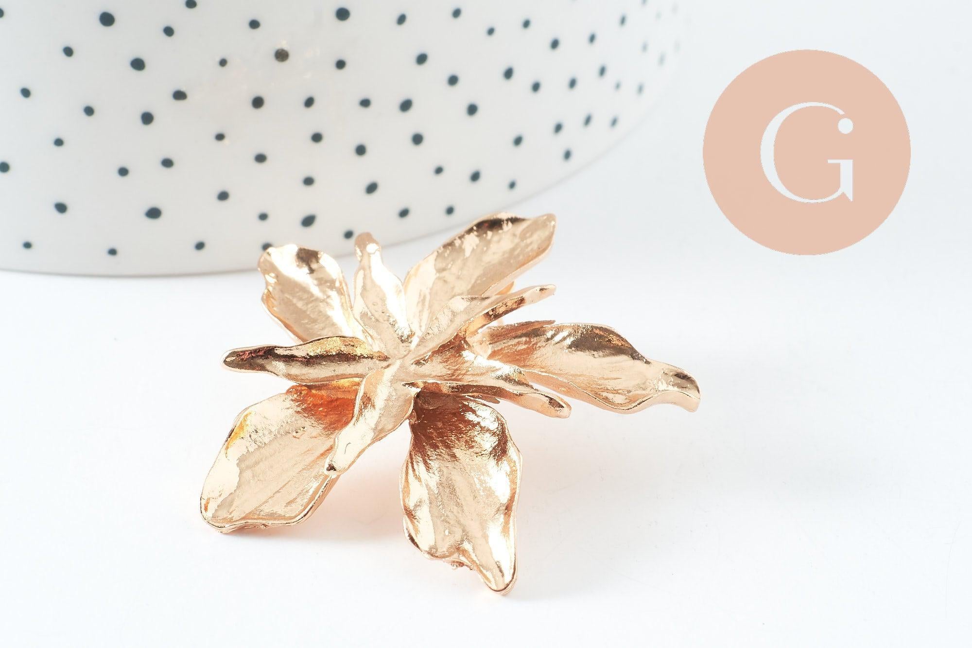 Gingerlily Boucles fleur XXL G9655 zamac doré la paire