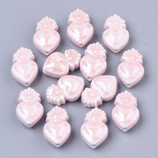 Gingerlily Perles pour bijoux DIY cœur G4587 porcelaine rose 16mm x20