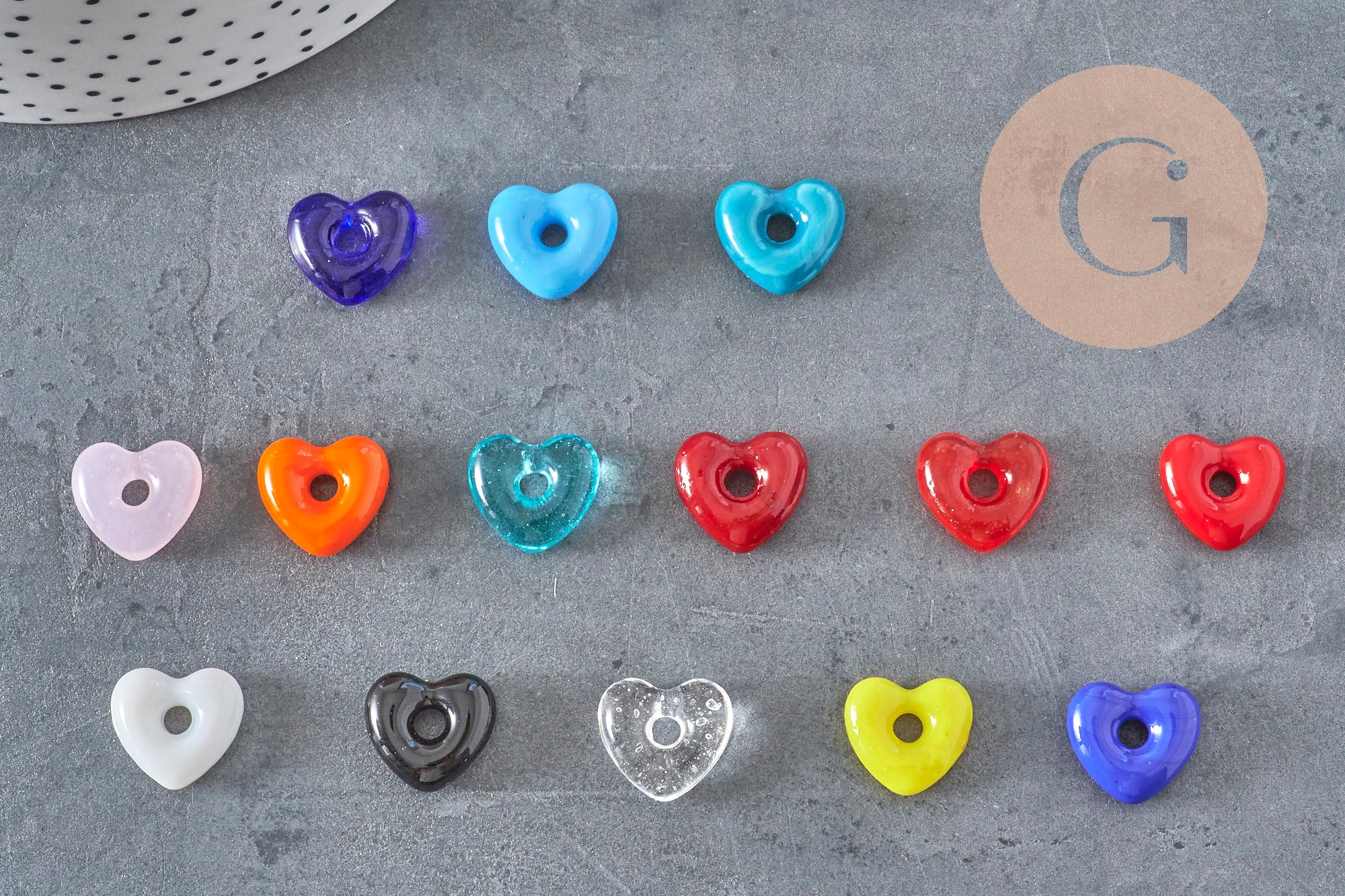 Gingerlily Pendentif cœur verre artisanal 14x15mm rouge foncé