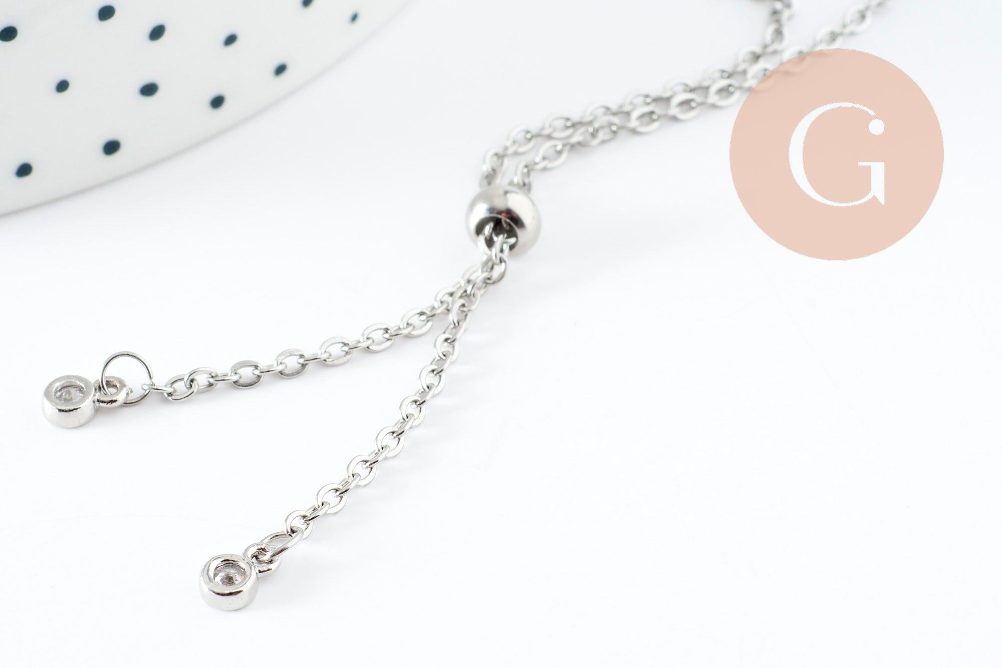 Gingerlily G10230 base bracelet acier zircon 26,6cm