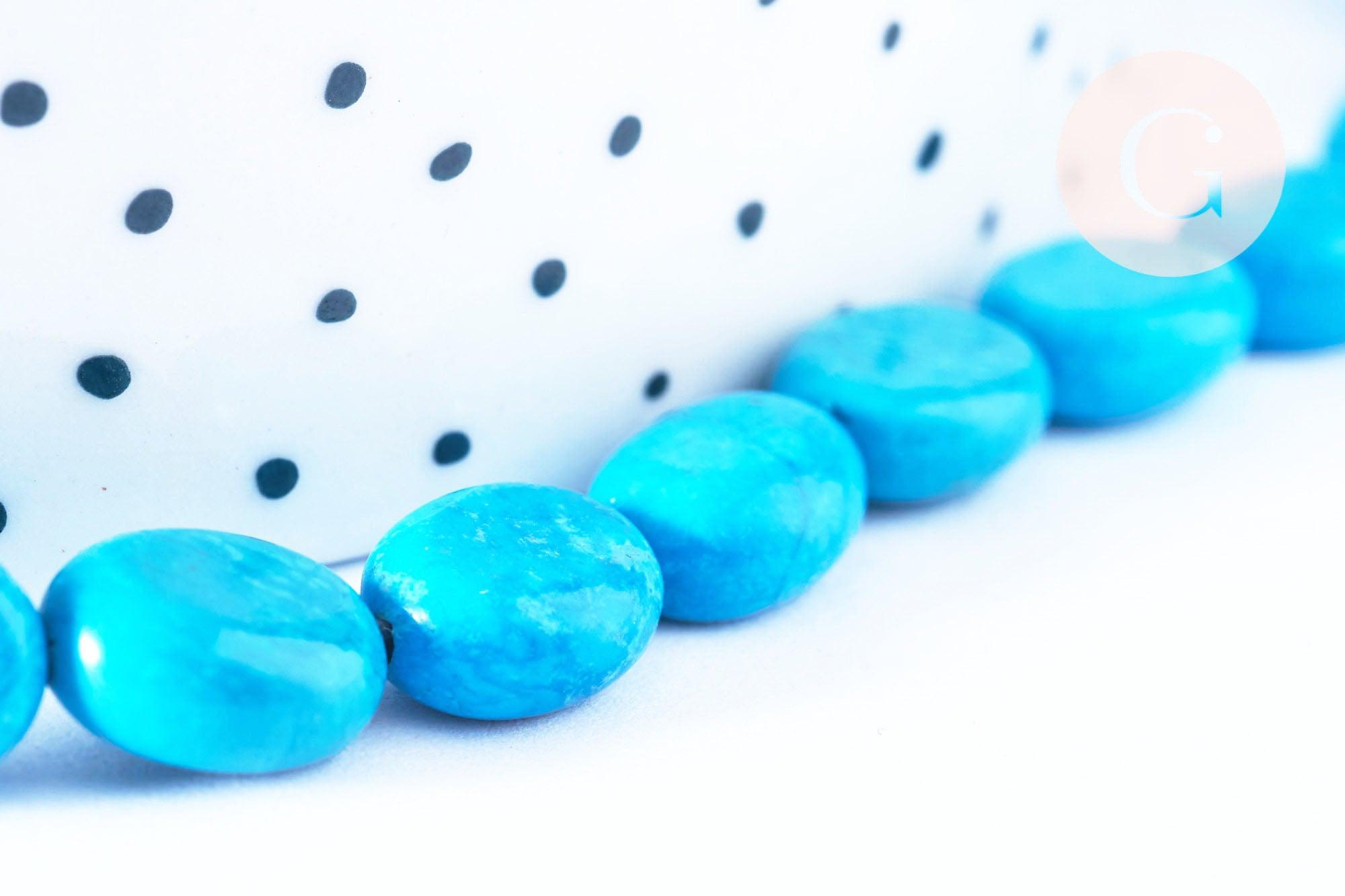 Gingerlily Pierre Perles howlite turquoise ovale 11mm fil 40cm