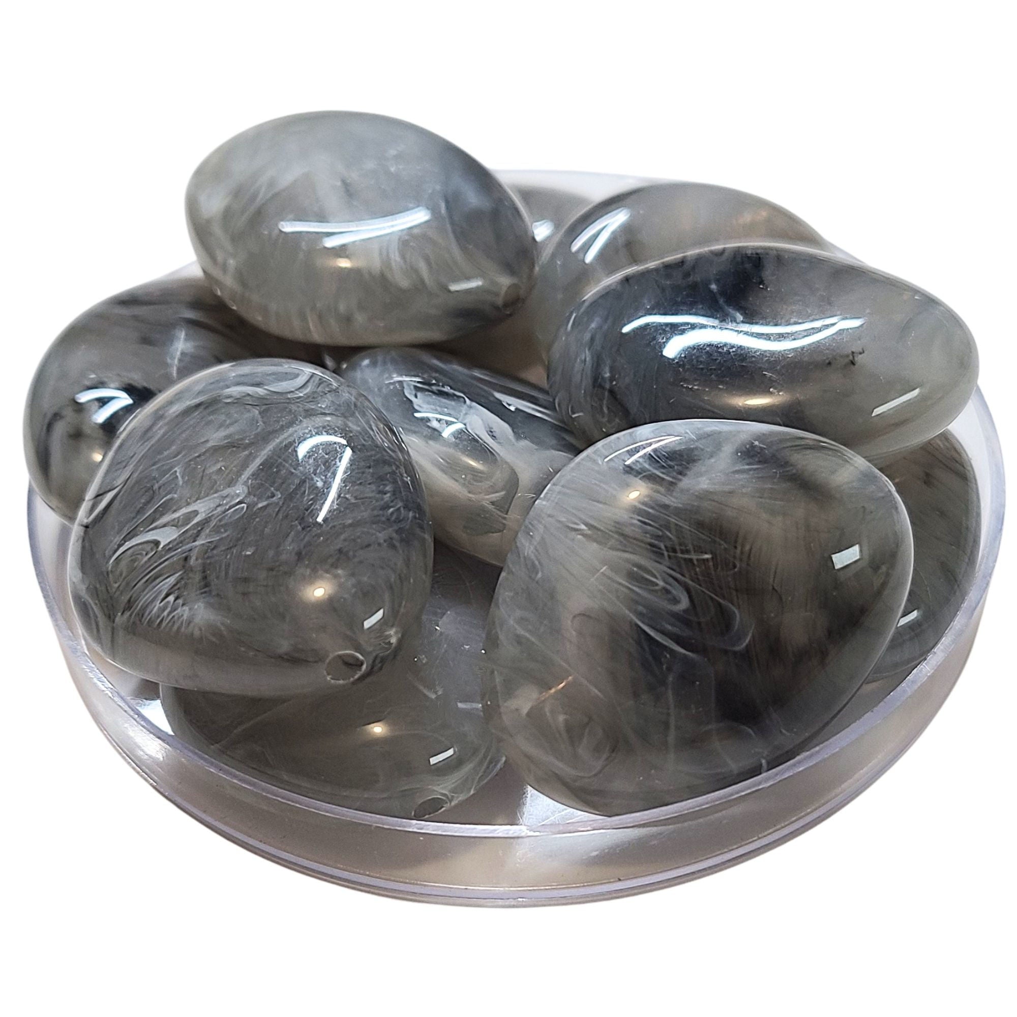 ARTSHOP Galets TIKA 34 perle galet gris fumé marbré 37mm