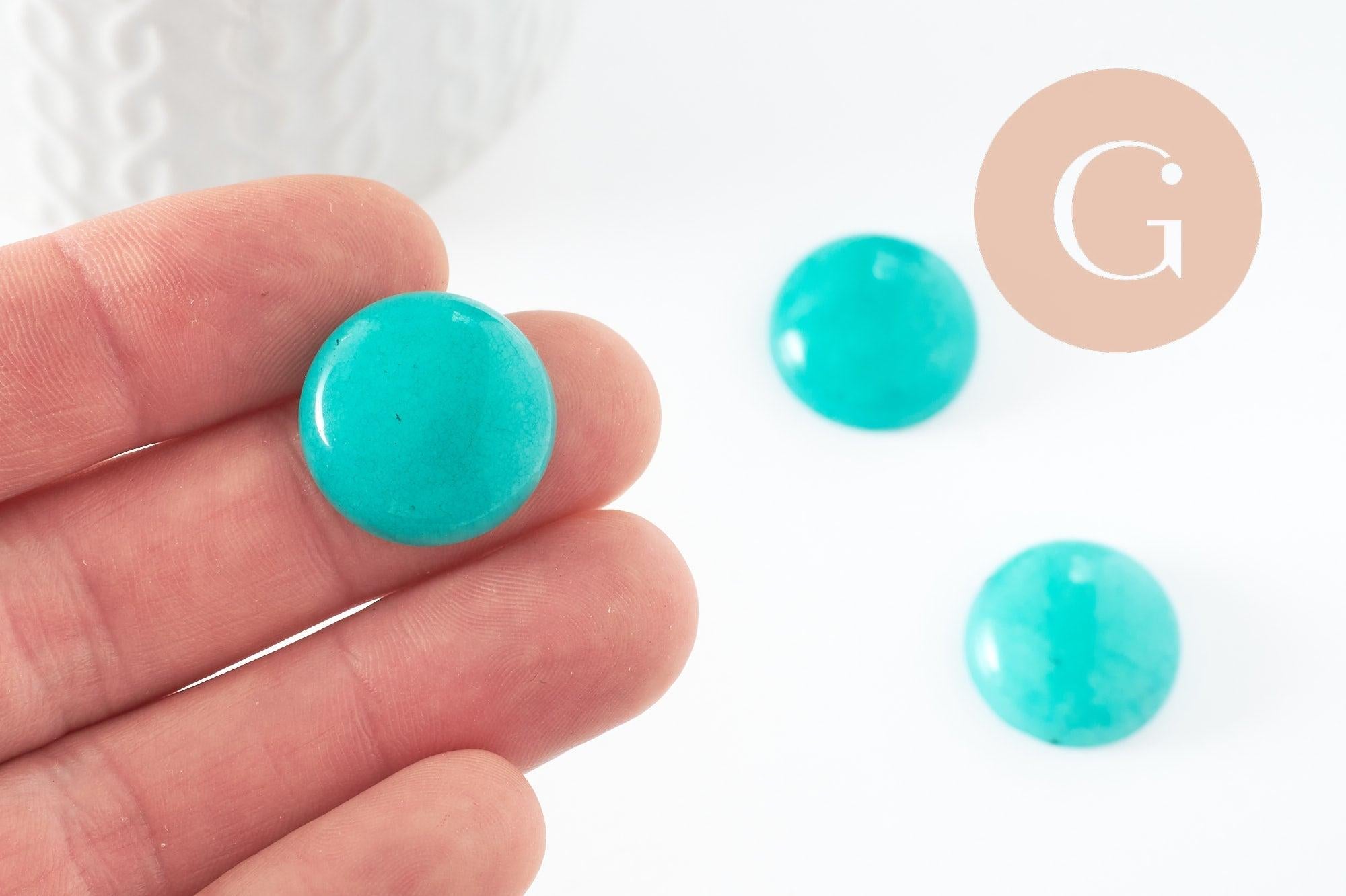 Gingerlily Cabochon Rond Jade Naturel Turquoise 20 mm x1