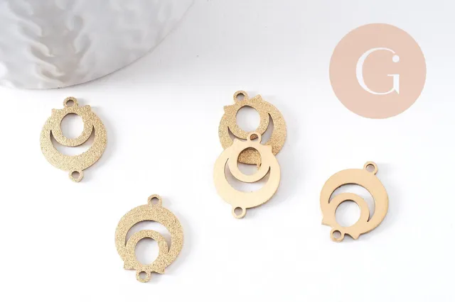 Gingerlily Pendentifs connecteur rond acier doré 19mm x2