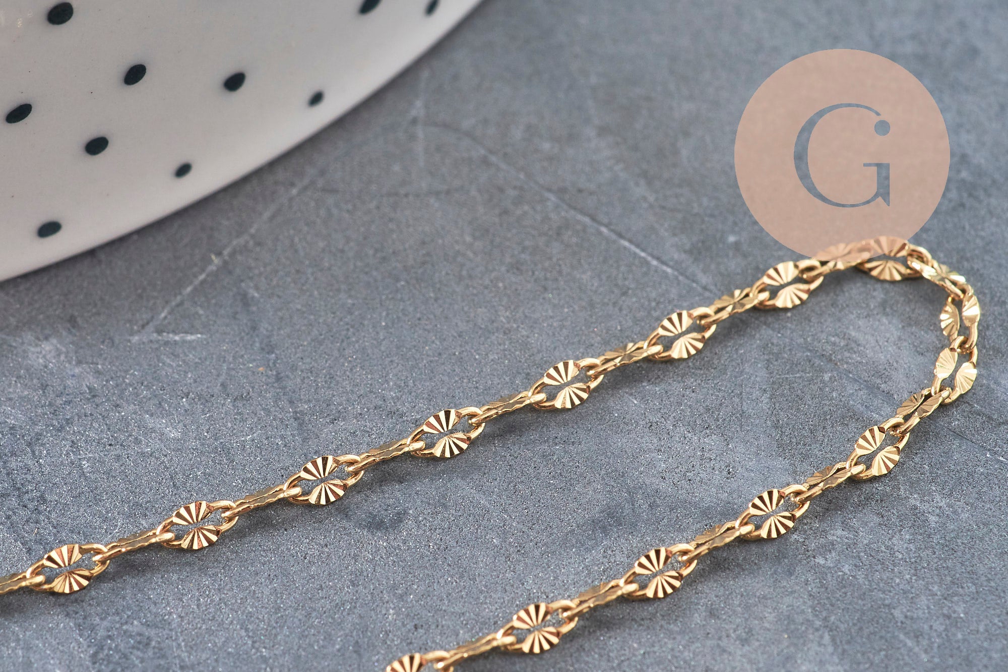 Gingerlily Chaîne texturée acier doré 4mm chaîne 1 mètre