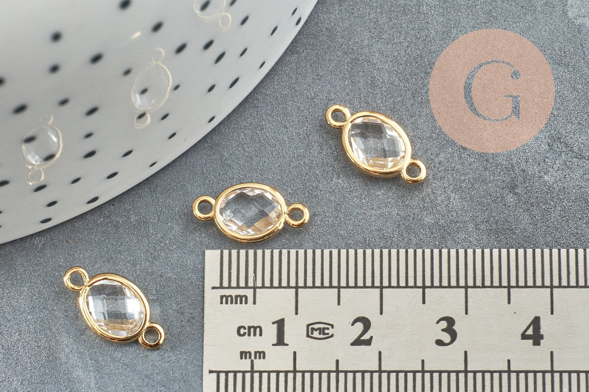 Gingerlily Pendentifs connecteur ovale cristal transparent doré 15 mm x2