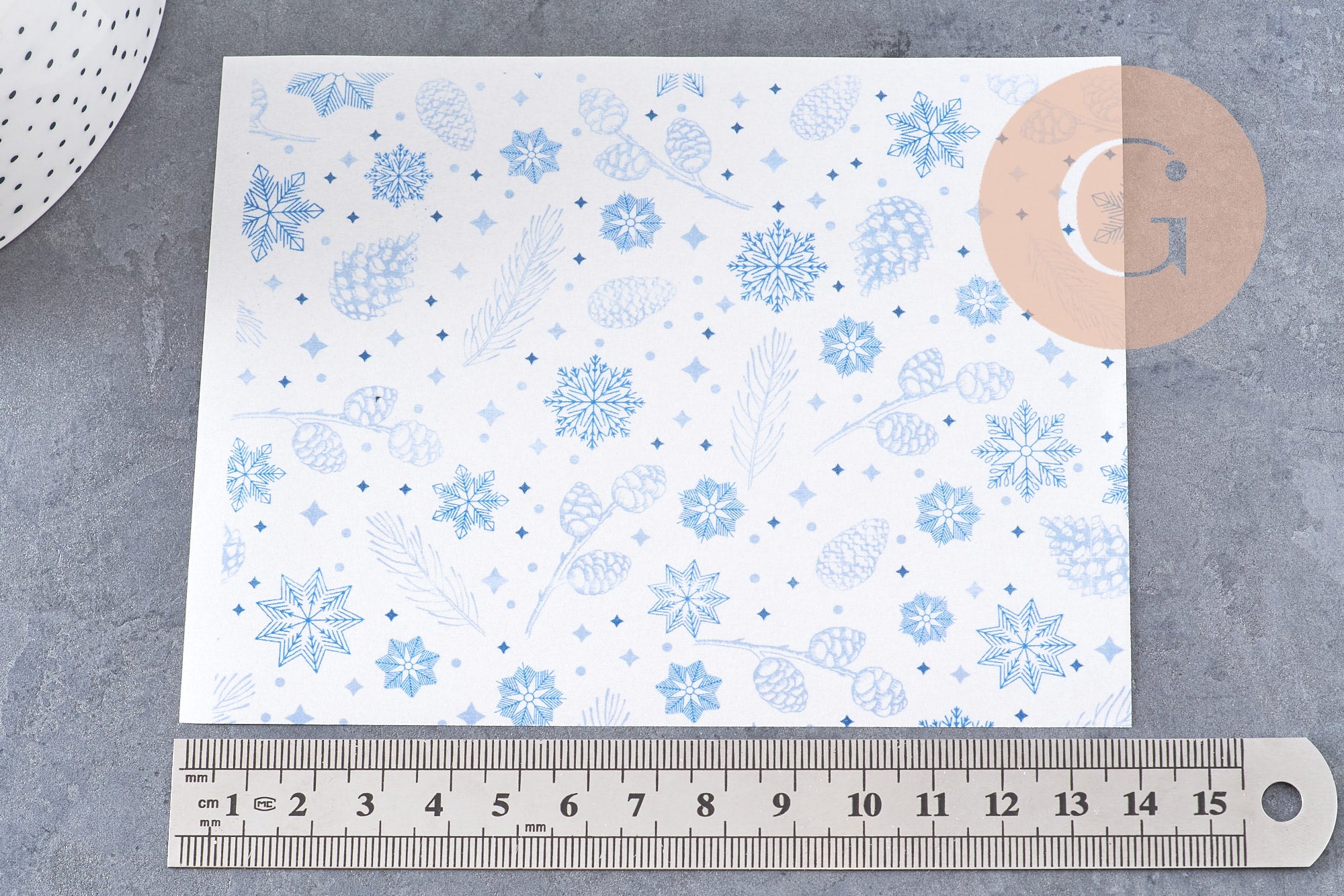 Gingerlily Pâte polymère feuille transfert G10780 hiver bleu 14x10