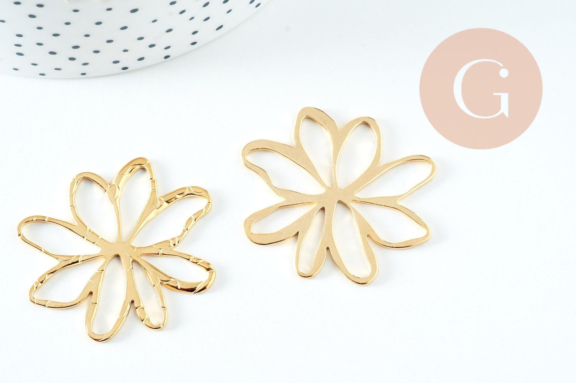 Gingerlily Pendentifs G10735 pendentif fleur acier doré 42.5mm