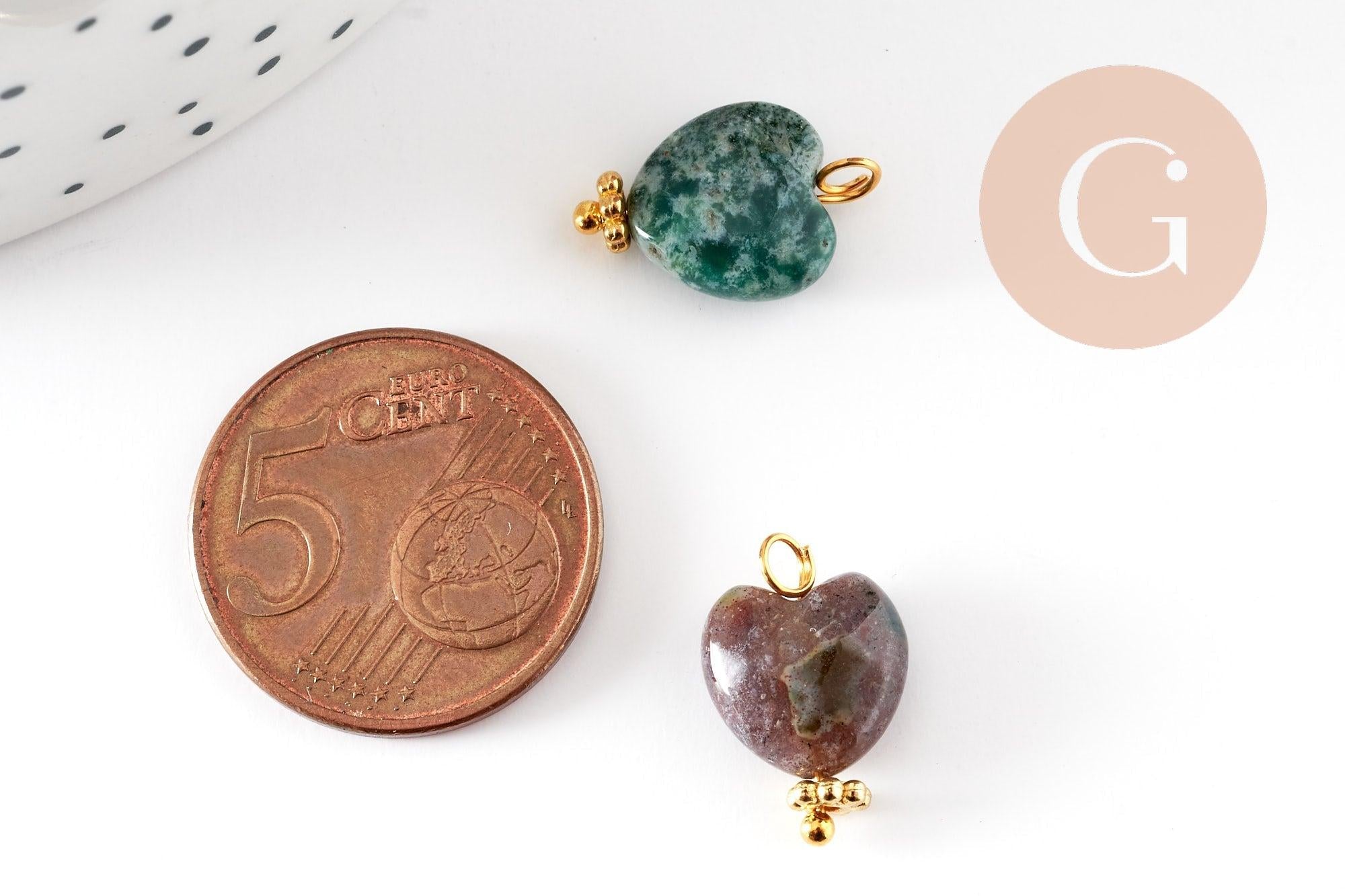 Gingerlily Pendentifs coeur agate indienne doré 15mm x1