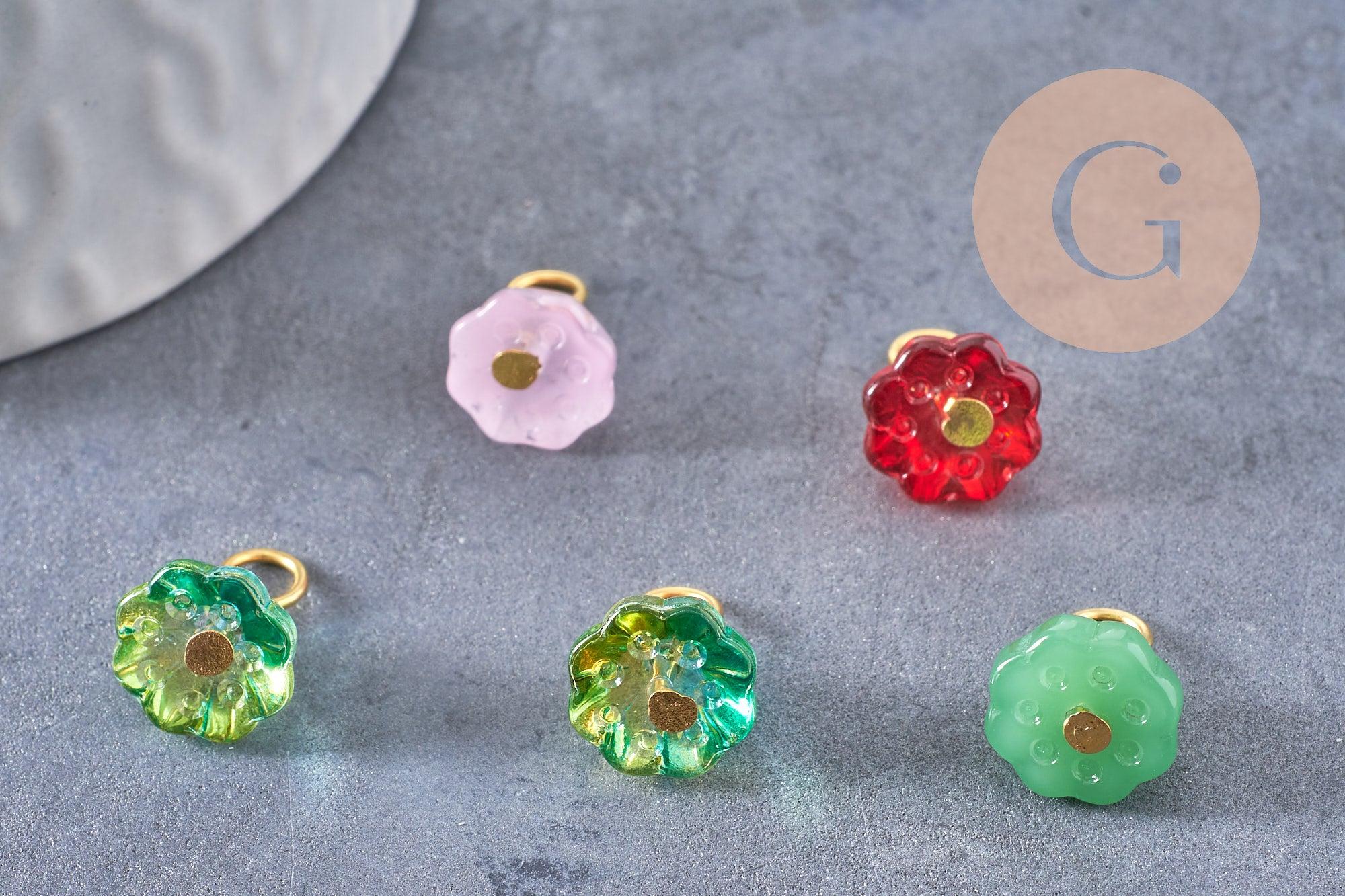Gingerlily Perles G10298 breloque lotus verre doré 12mm x5