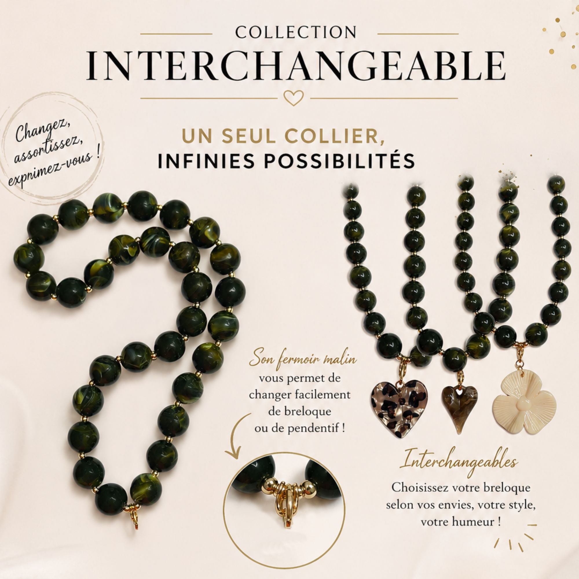 Artshop Vert Mousse collier interchangeable 50cm kit