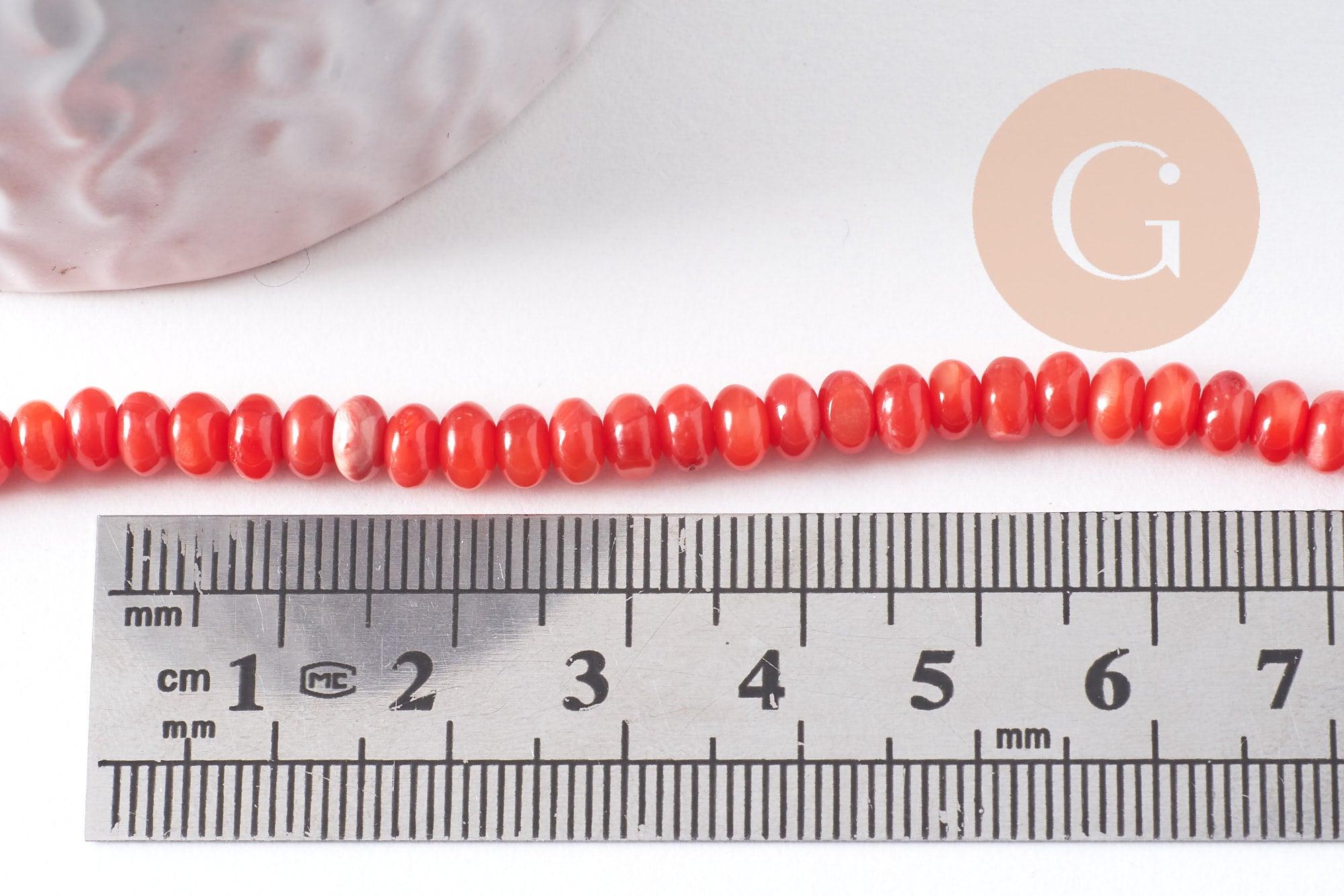 Gingerlily G10278 perle rondelle nacre rouge 5x3 mm fil 38cm