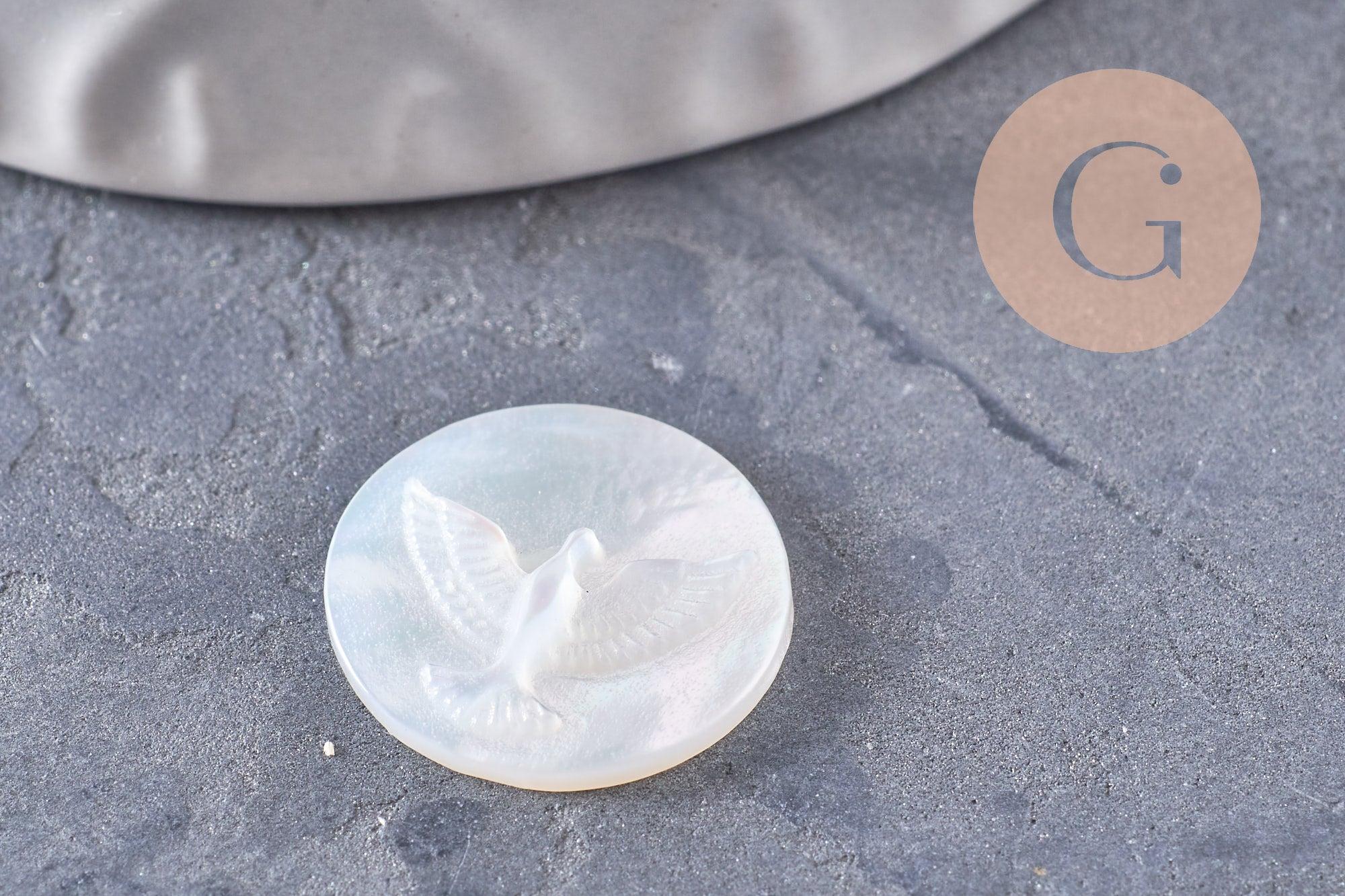 Gingerlily G9971 cabochon nacre colombe blanc 15,5mm