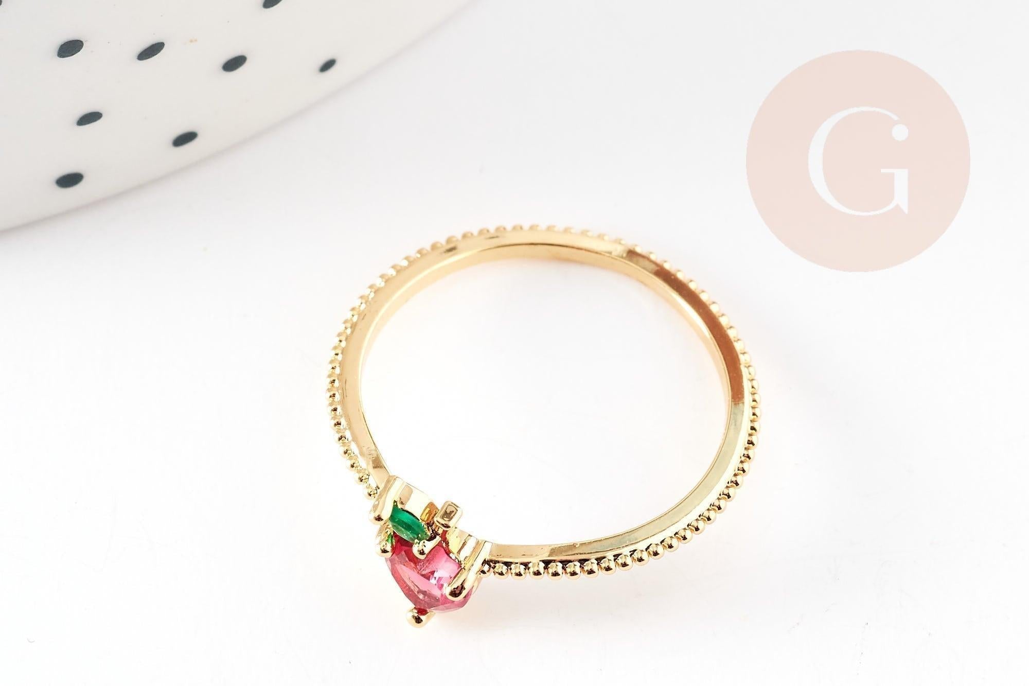 Gingerlily Bague G9156 fraise laiton doré 16K taille 54