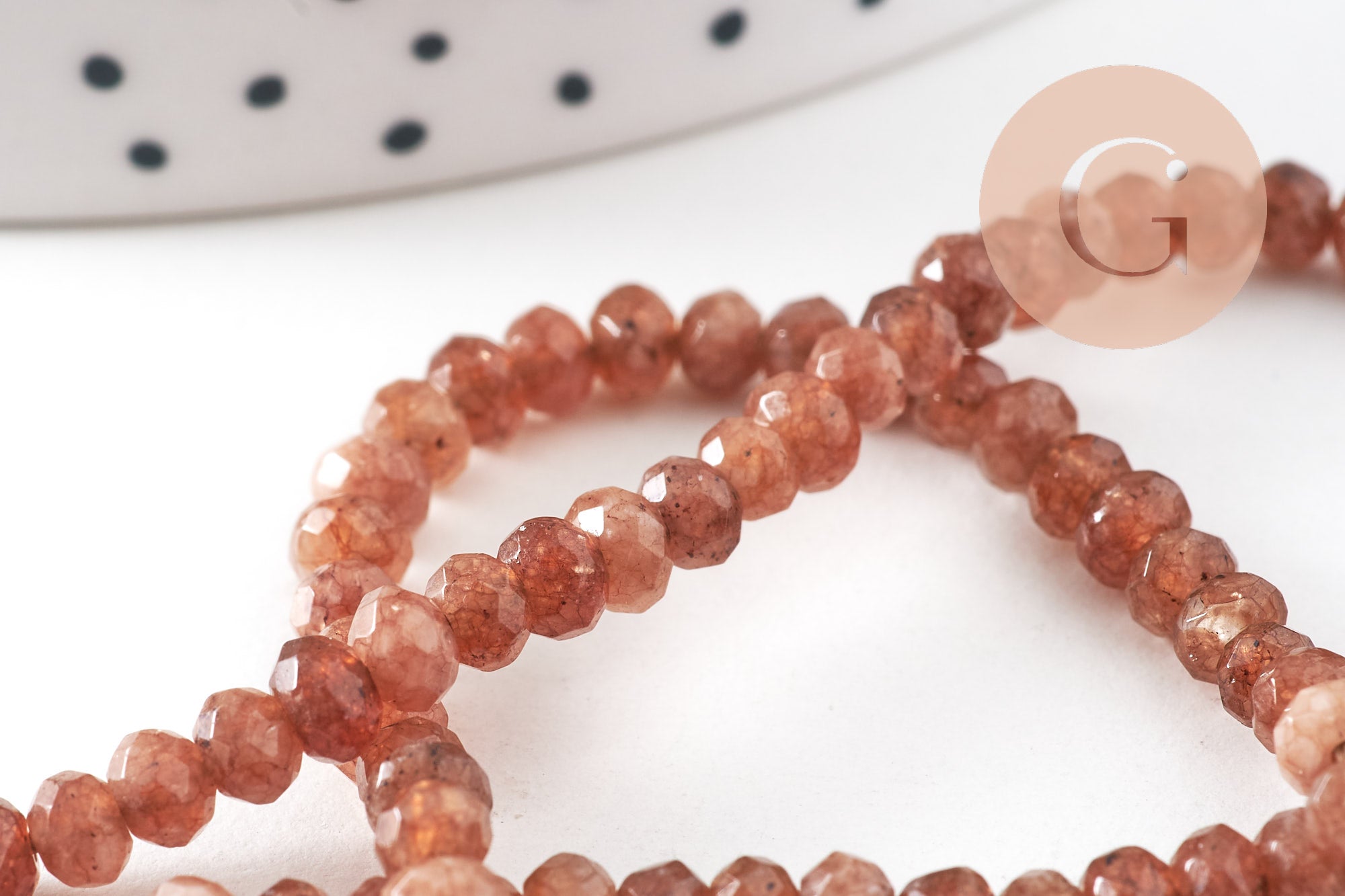 Gingerlily G10918 perles rondelles jade rose fil 34,5 cm