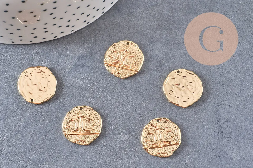 Gingerlily G10558 pendentif lune laiton doré zircon 19 mm