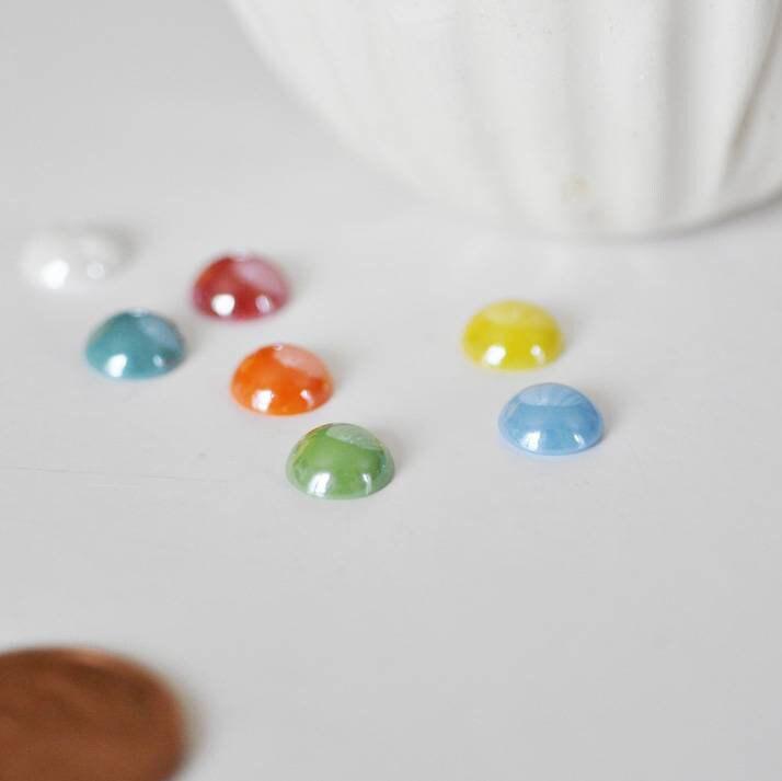 Gingerlily Pierres cabochons G120 cabochon verre irisé 9 mm x10