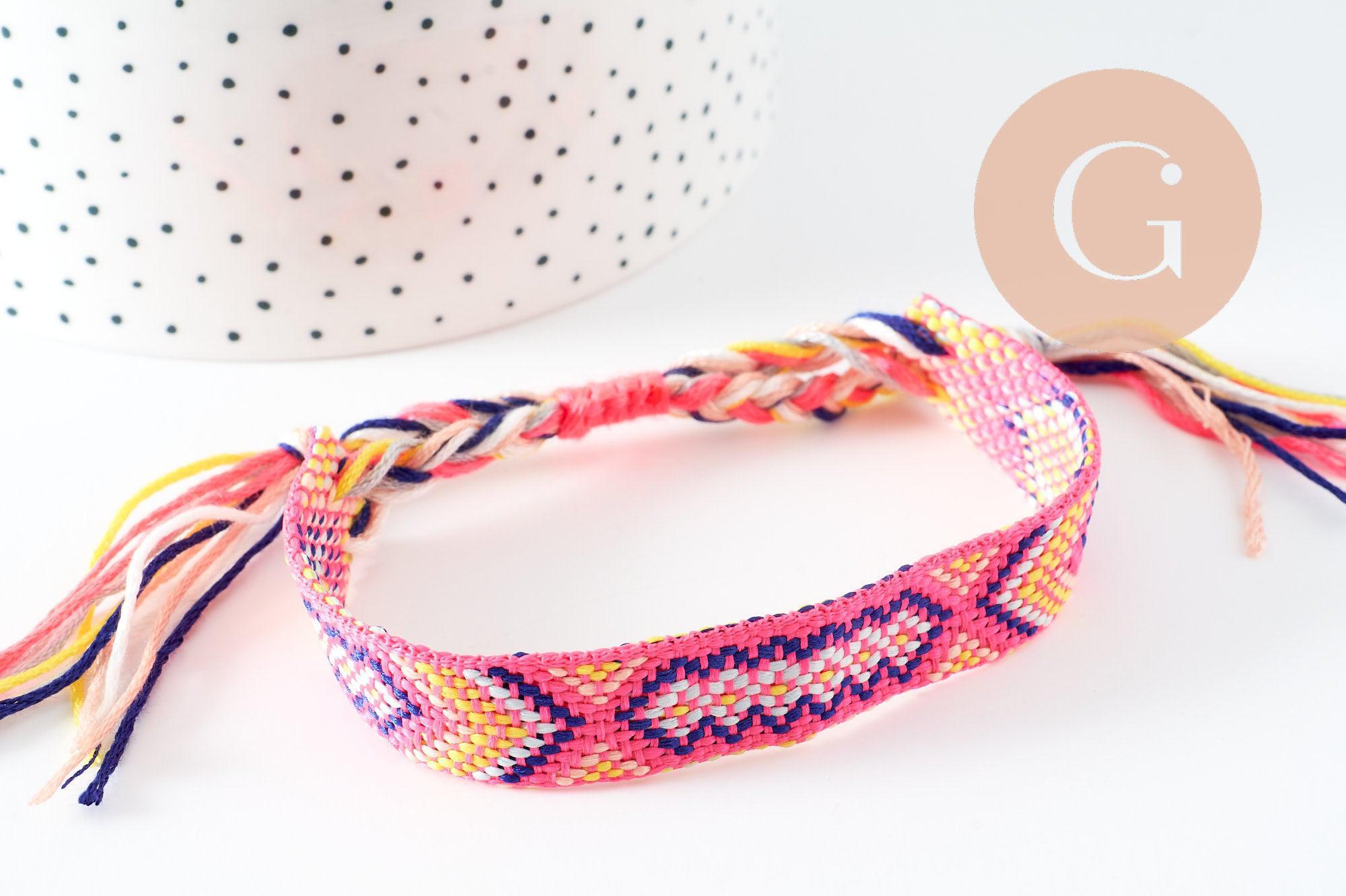Gingerlily Bracelet brésilien tissé rose jaune 15mm x1 G9560