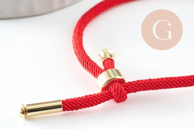 Gingerlily G9573 bracelet cordon rouge réglable 23-25cm acier