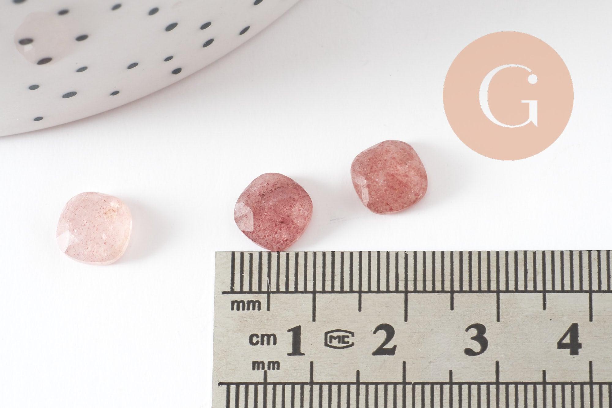 Gingerlily Quartz Fraise Cabochon Carré 8x8mm x1 Naturel