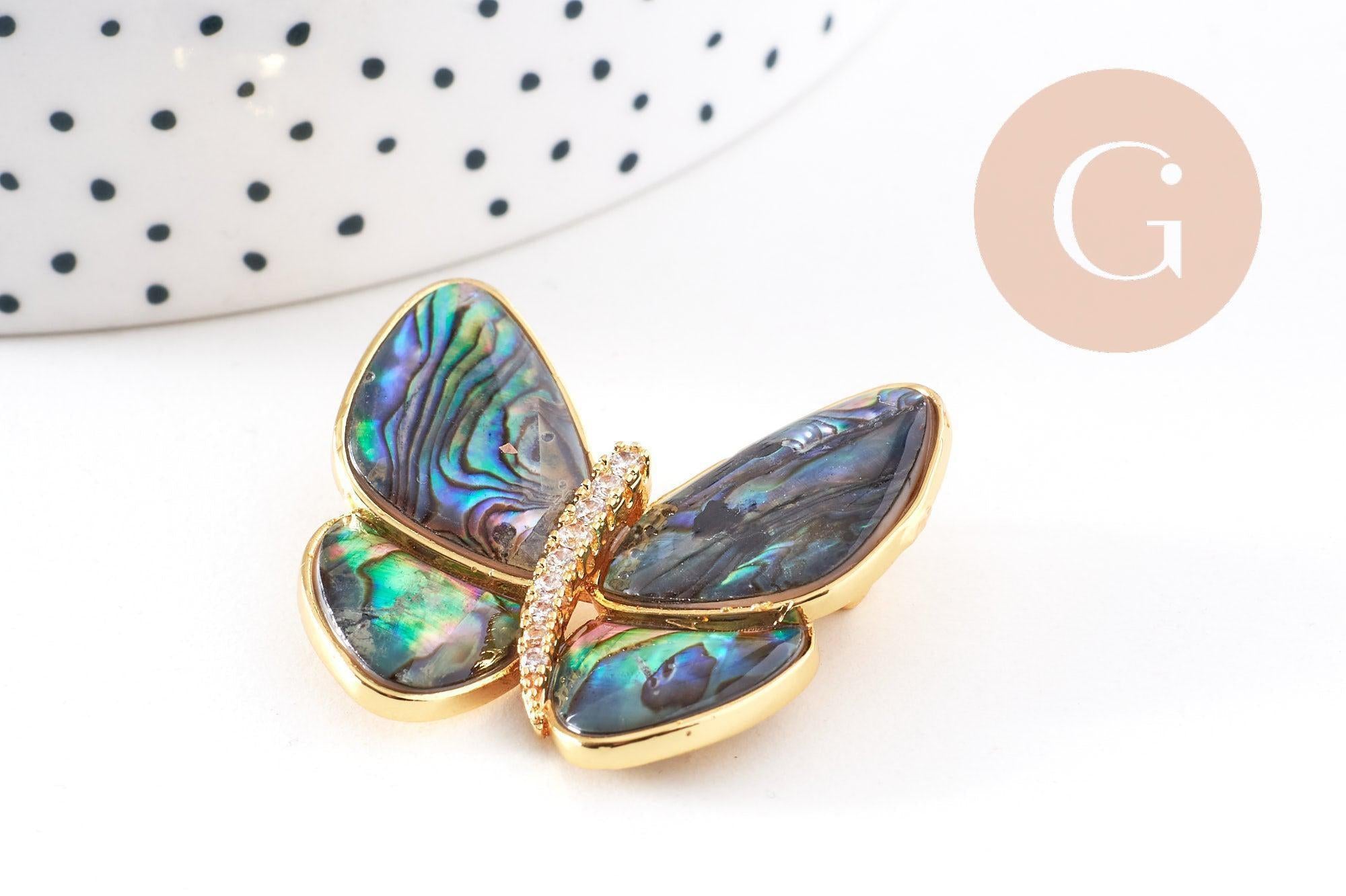 Gingerlily Broches et pin's papillon broche nacre noire 36 mm x1