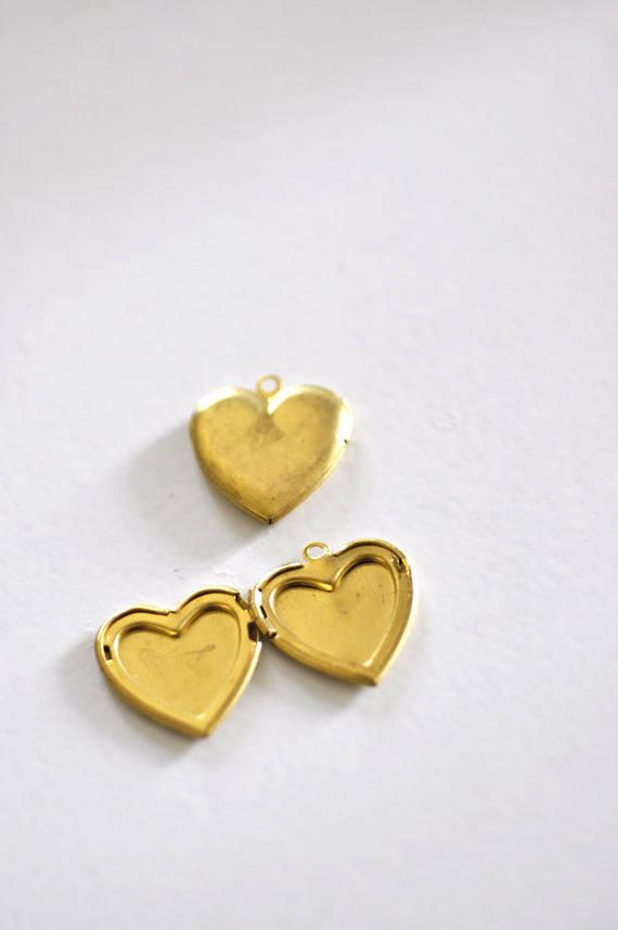 Gingerlily pendentif locket cœur laiton brut 22 mm x1